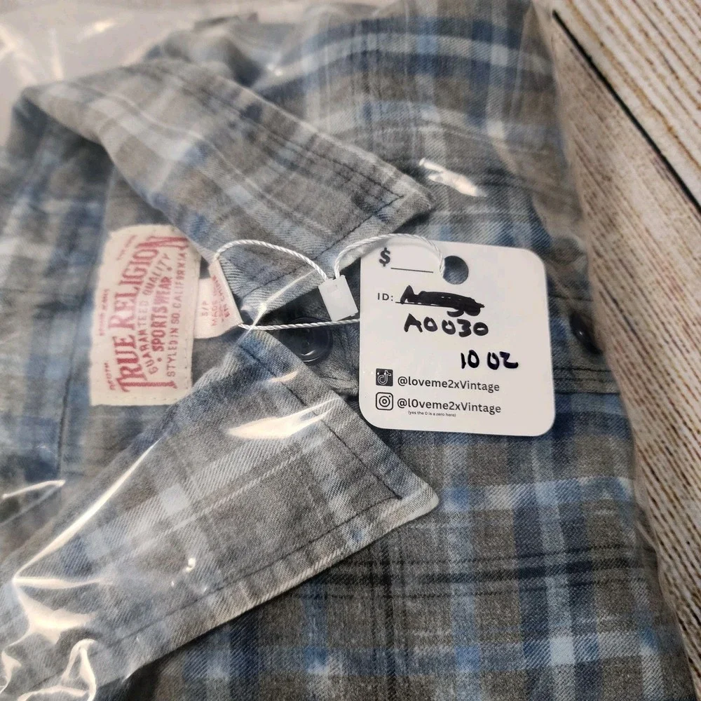 True‎ Religion Men's Plaid Button Front Long Sleeve Shirt Mens Size S